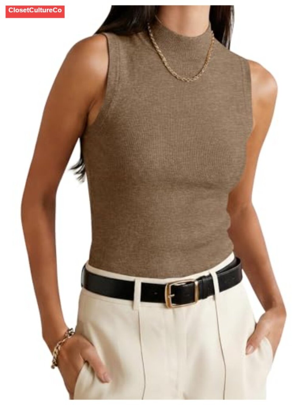 Wool Blend Lightweight Sweater Vest Mock Neck Tank Top Soft Business Casual